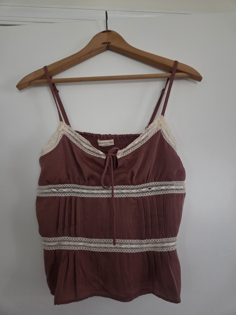 Aeropostale Mauve Spaghetti Strap Tank with Crochet Trim